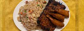 Grilled Pork & Shrimp-roll over Fried Rice